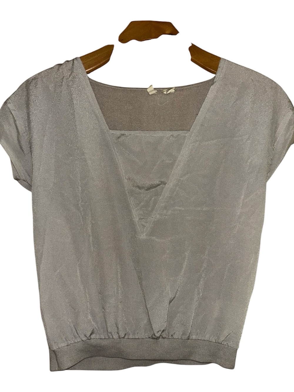 MOTH Light Gray Surplice V-Neck Blouse